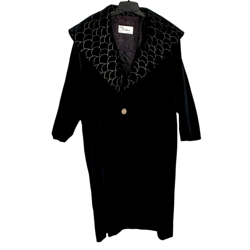 🔥 HOST PICK 🔥 Cattiva Long Velvet Coat Black Vintage L - Picture 3 of 12